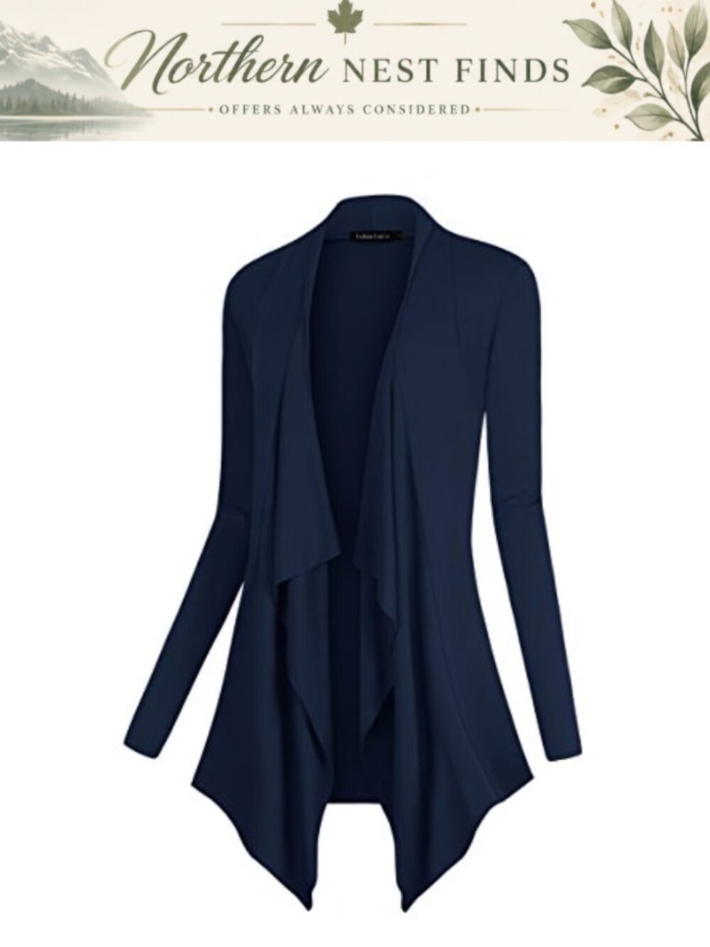 Women's Draped Open Front Cardigan Long Sleeve Irregular Hem